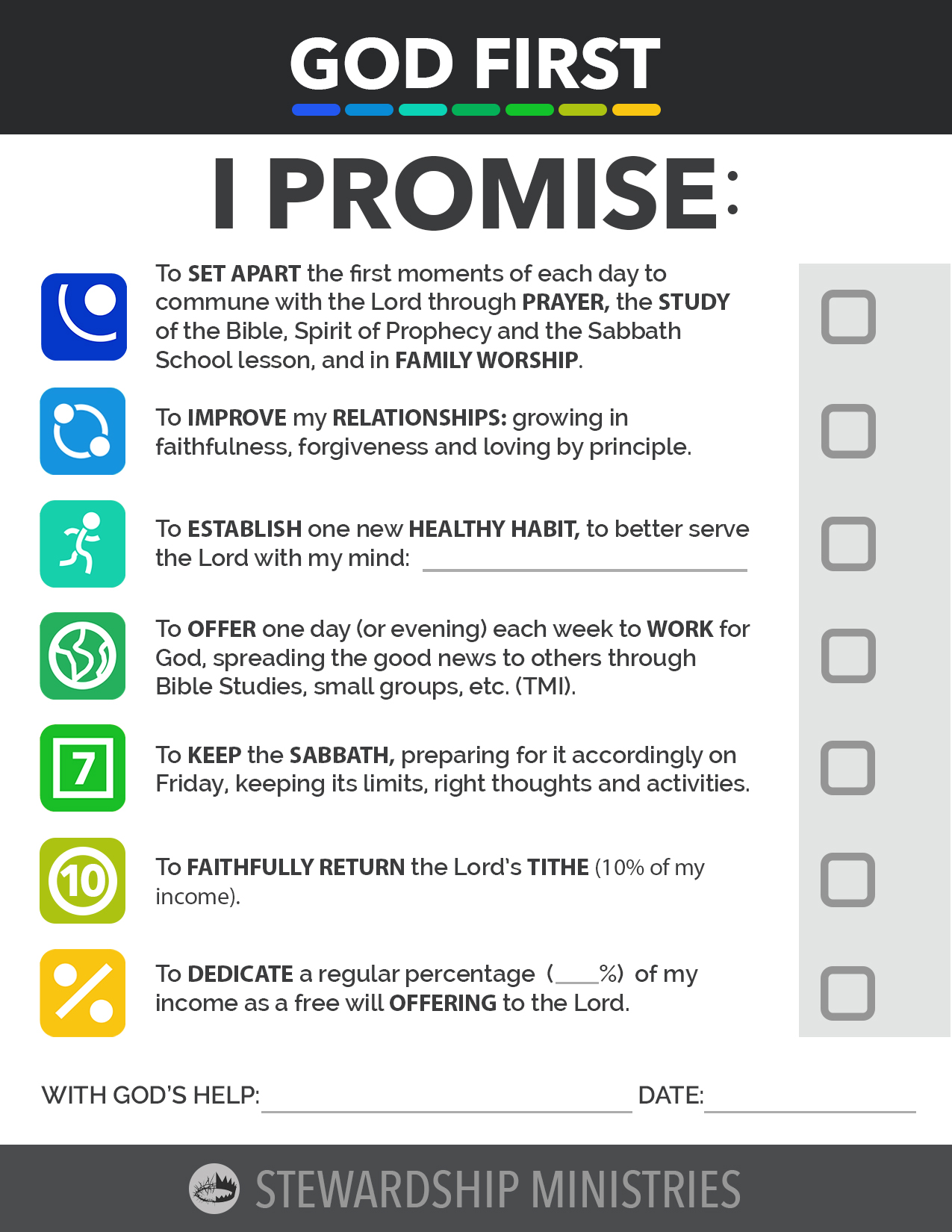 Adventist Stewardship  Commitment Card - Promise Inside Free Pledge Card Template